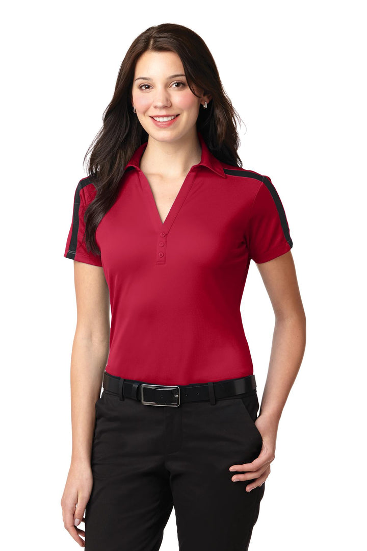 Port Authority Ladies Silk Touch Performance Colorblock Stripe Polo. L547