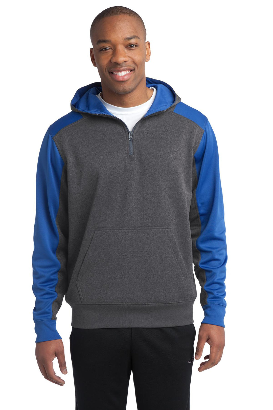 Sport-Tek Men's Tech Fleece Colorblock 1/4-Zip Hooded Sweatshirt