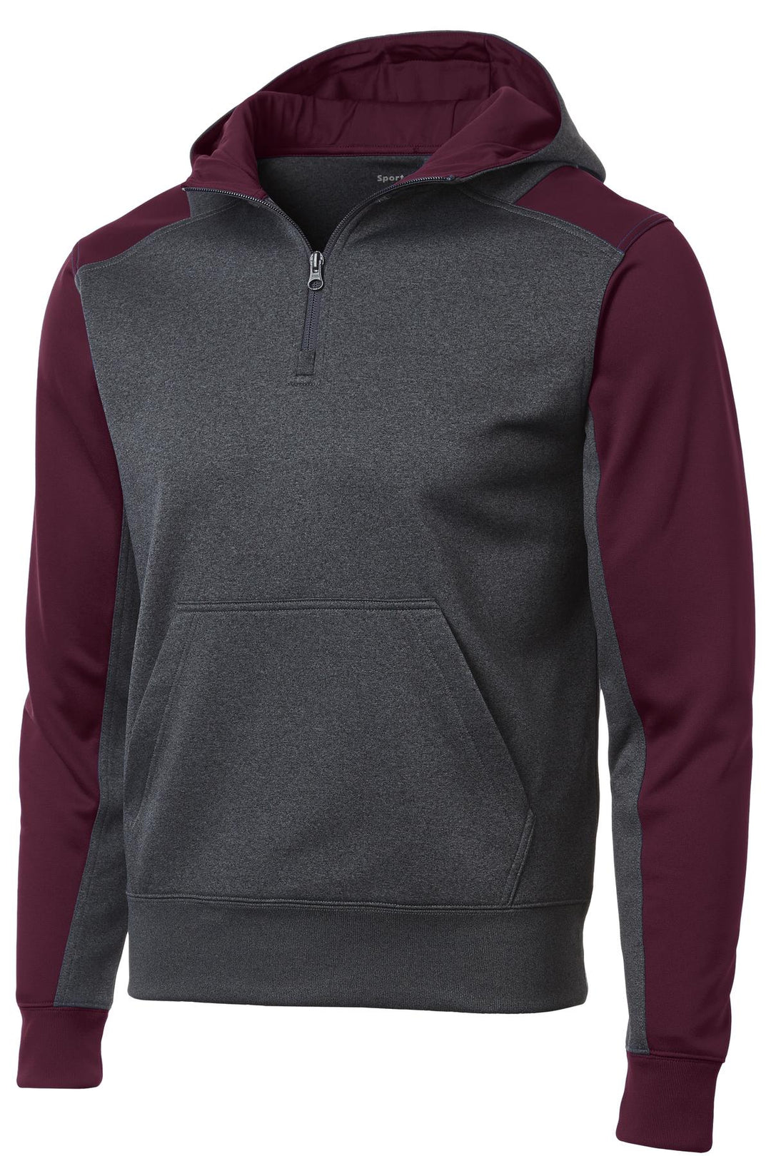 Sport-Tek Men's Tech Fleece Colorblock 1/4-Zip Hooded Sweatshirt