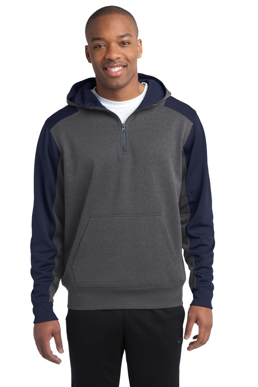 Sport-Tek Men's Tech Fleece Colorblock 1/4-Zip Hooded Sweatshirt