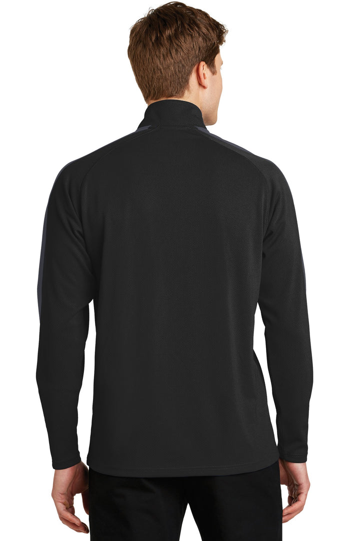 Sport-Tek Men's Sport-Wick Textured Colorblock 1/4-Zip Pullover