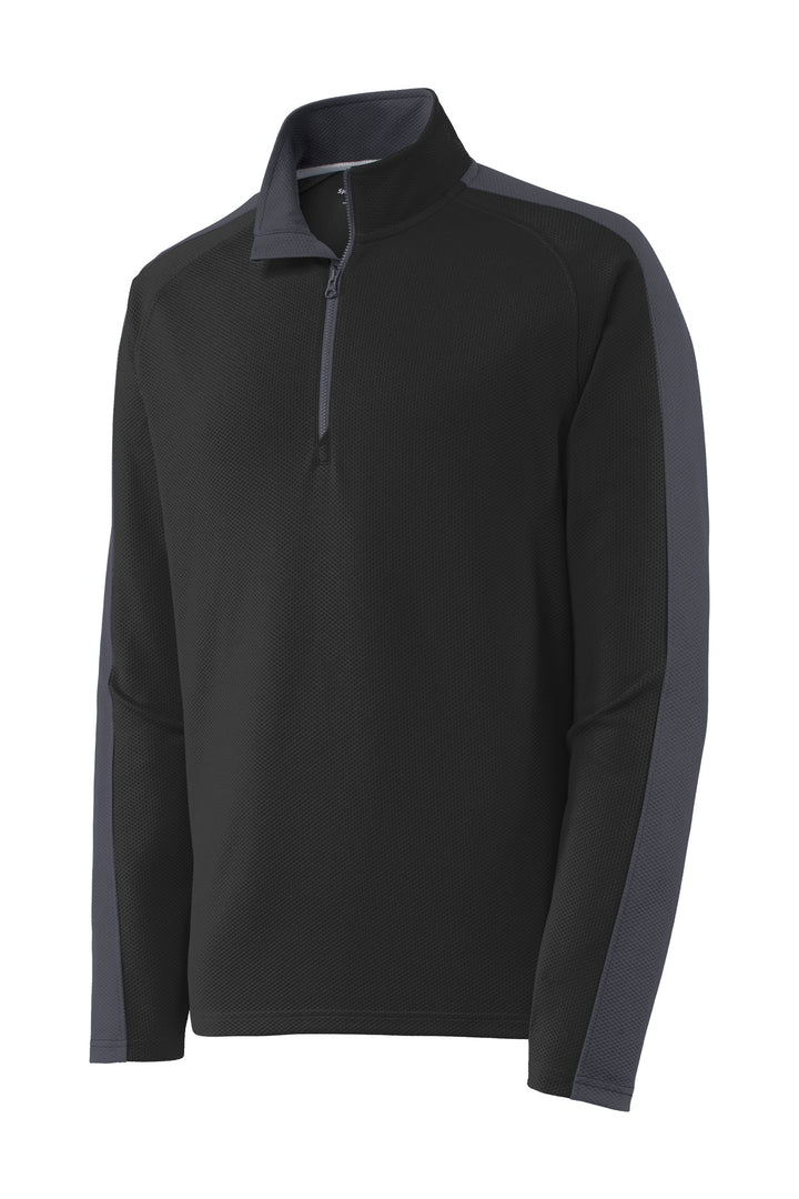 Sport-Tek Men's Sport-Wick Textured Colorblock 1/4-Zip Pullover