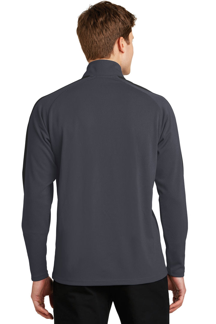 Sport-Tek Men's Sport-Wick Textured Colorblock 1/4-Zip Pullover