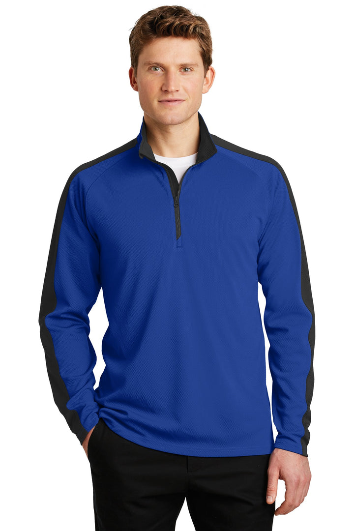 Sport-Tek Men's Sport-Wick Textured Colorblock 1/4-Zip Pullover