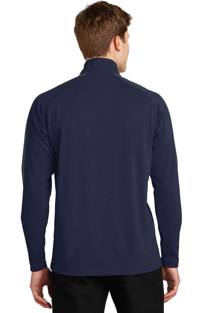 Sport-Tek Men's Sport-Wick Textured Colorblock 1/4-Zip Pullover