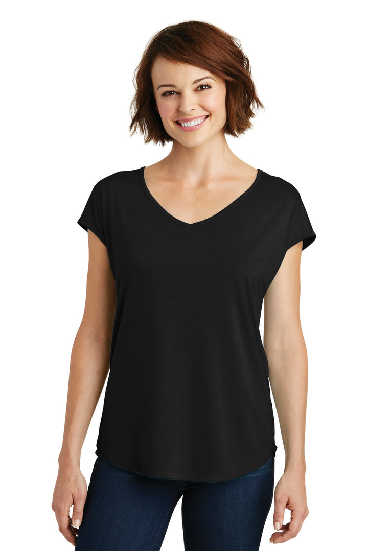 District Women's Drapey Cross-Back Tee. DM416 District