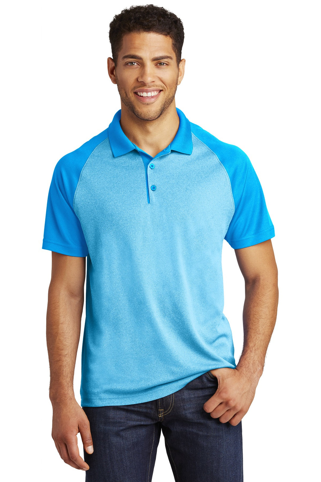 Sport-Tek Men's PosiCharge RacerMesh Raglan Heather Block Polo