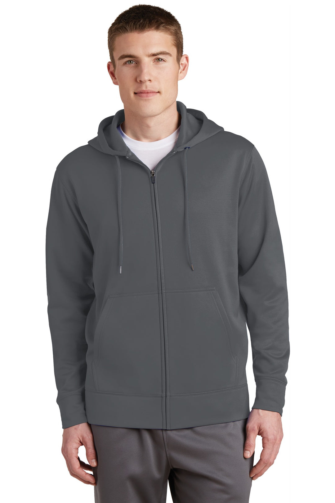 Sport-Tek Men's Sport-Wick Fleece Full-Zip Hooded Jacket