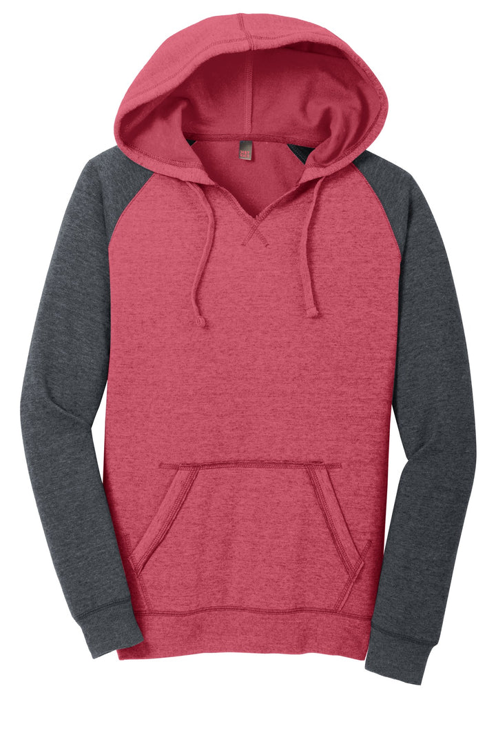 District Women's Lightweight Fleece Raglan Hoodie. DT296 District