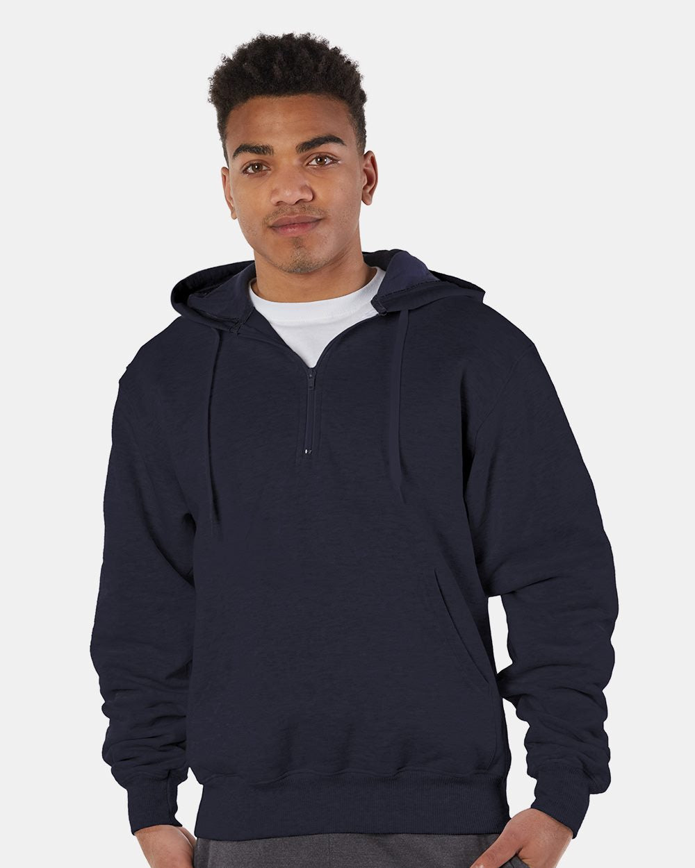 Champion Men's Cotton Max Hooded Quarter-Zip Sweatshirt Champion