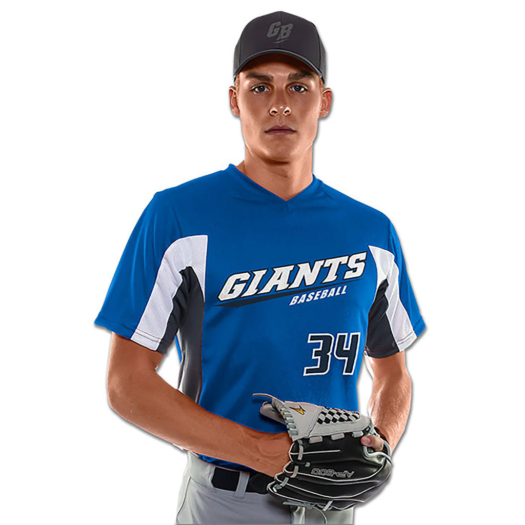 A4 Full Button Polyester Stretch Mesh Baseball Jersey | Baseball | Full Button | In-Stock | Jerseys Scarlet / Youth M