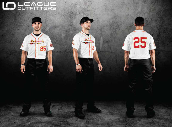 Custom Elite Sublimated & Tackle Twill Full Button Baseball Jerseys League Outfitters