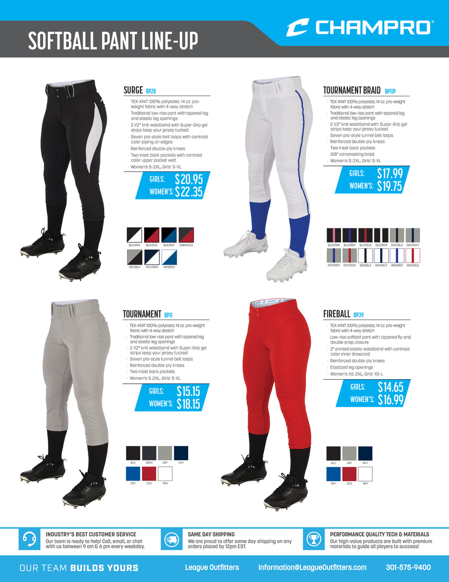 Softball Pants League Outfitters