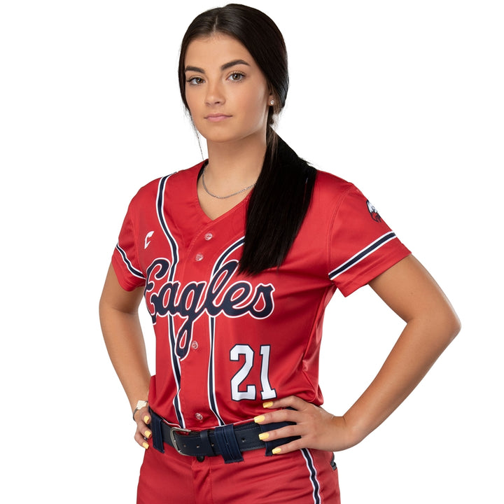 League Outfitters Custom Elite Sublimated Full Button Softball Jerseys League Outfitters