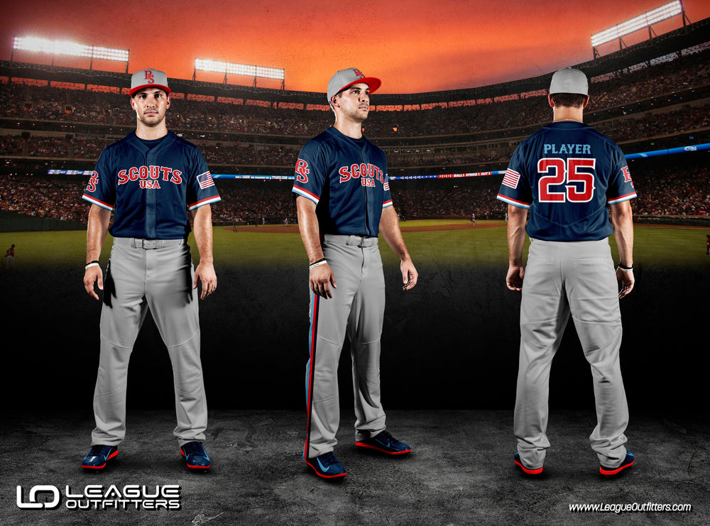 Custom Elite Sublimated & Tackle Twill Full Button Baseball Jerseys League Outfitters